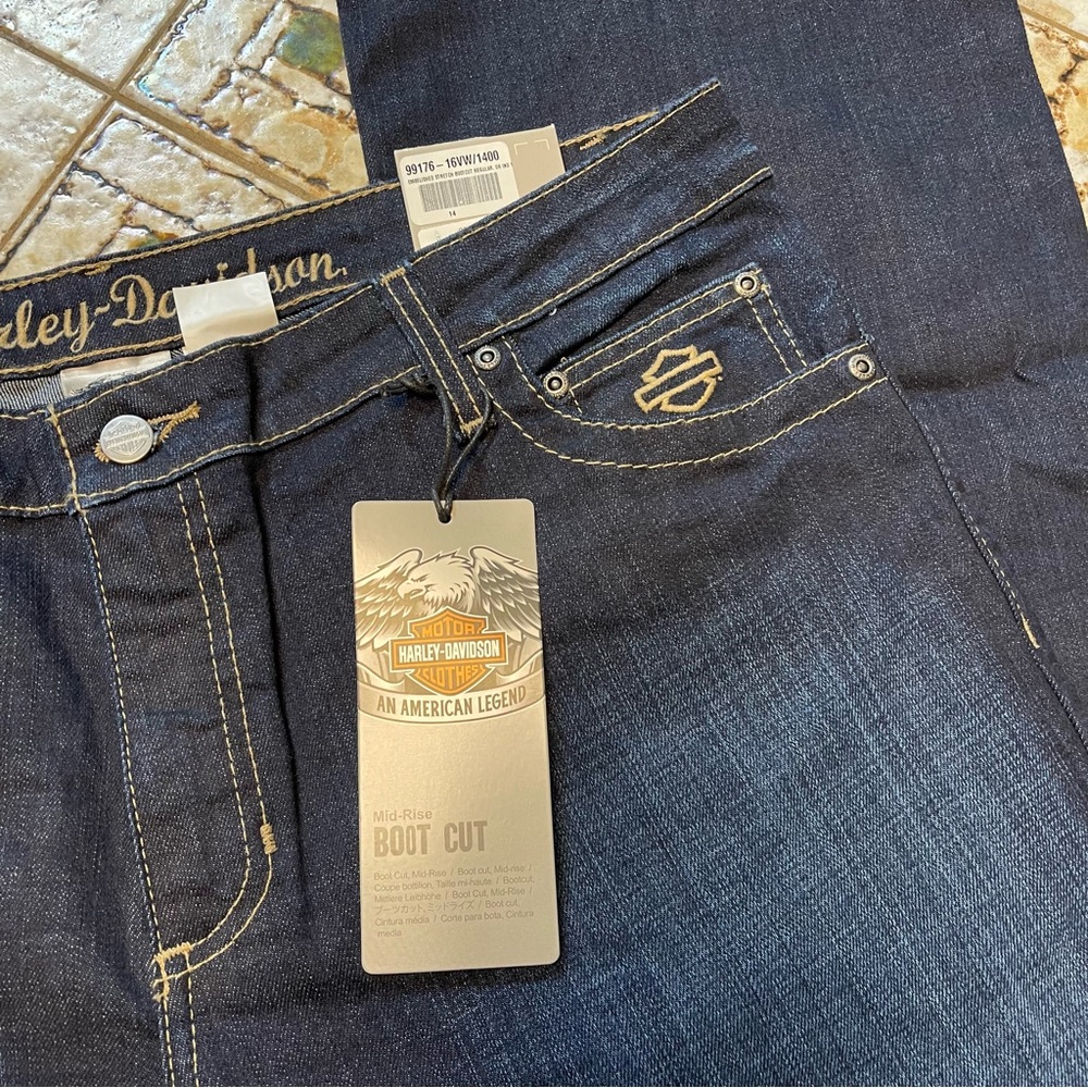 Harley Davidson Women’s Size 14 Regular Mid Rise Boot Cut Jeans - Picture 4 of 6
